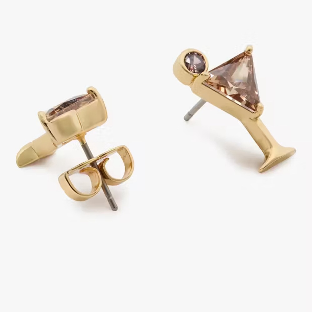 kate spade espresso martini shaken and brewer Gold stud Brown Martini Earrings - Picture 4 of 4